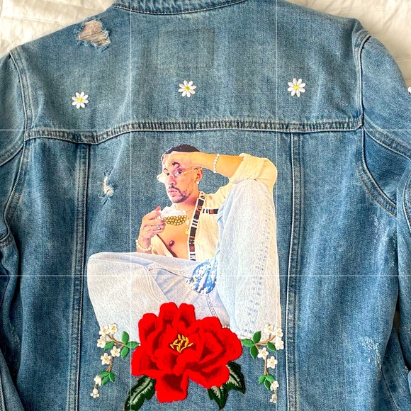 Bad Bunny Jean Jacket (Custom Made read description) - Picture 1 of 5
